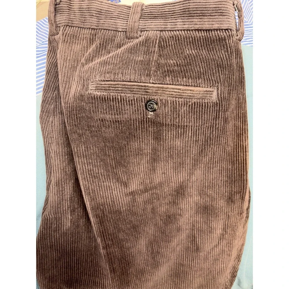 Vintage Brooks Brothers Pants Mens 38x32 Brown Corduroy Pleated Cuffed Y2K